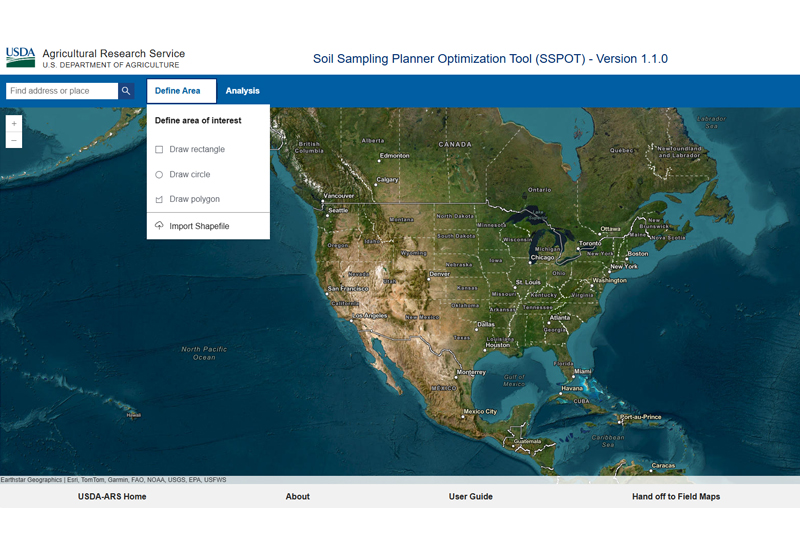 Screenshot of the Soil Sample Planning Organizer Tool’s web-based application.