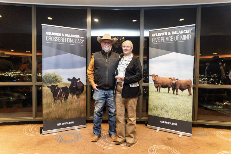 Jeff and Connie Tabor of 4T Gelbvieh were named the 2024 American Gelbvieh Association Breeder of the Year. (Courtesy photo.)