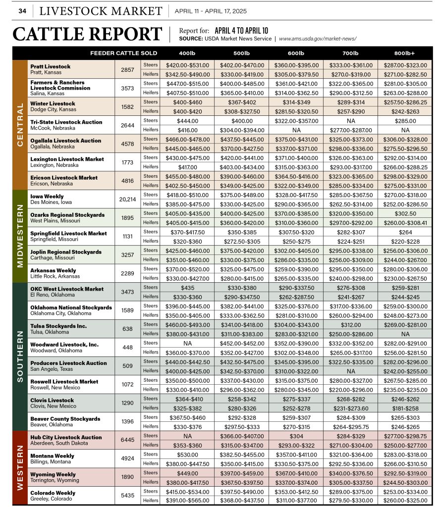 Cattle Report April 11