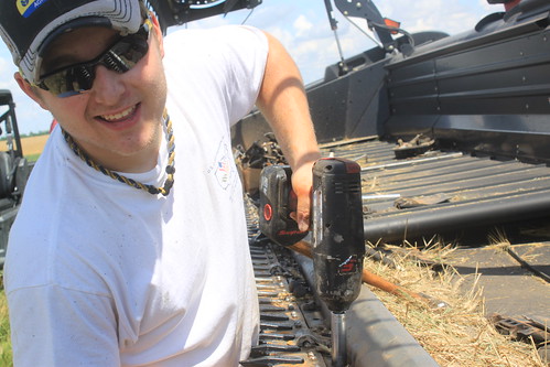 Brandon fixing on the header.