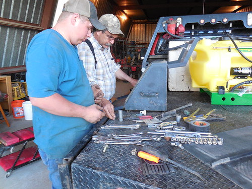 Matt and Dad sorting tools