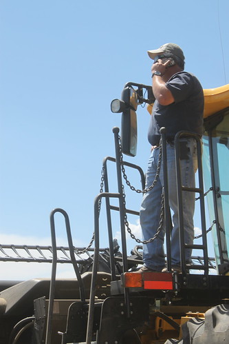 The boss had to get out of the combine to get service.