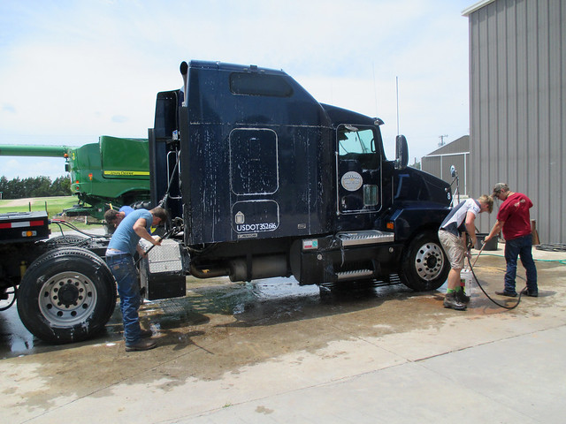 The guys clean one of our trucks