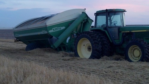 Tractor and grain cart stuck