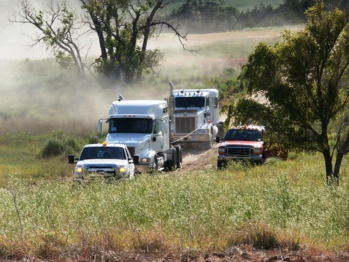 Group effort to pull the truck out