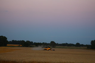 Combine at dusk.