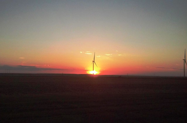Wind turbine at dusk