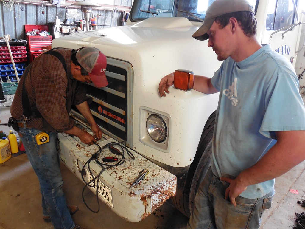 Working on the service truck