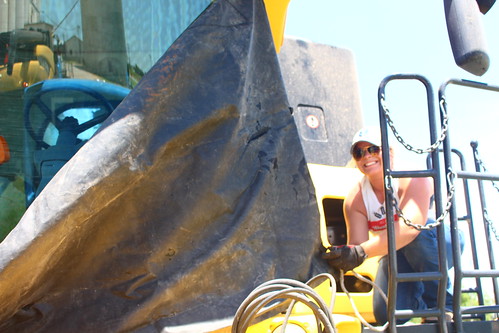 Strapping on the window cover.