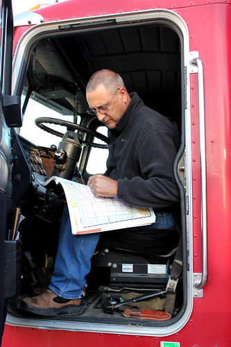 Dad checking the map.