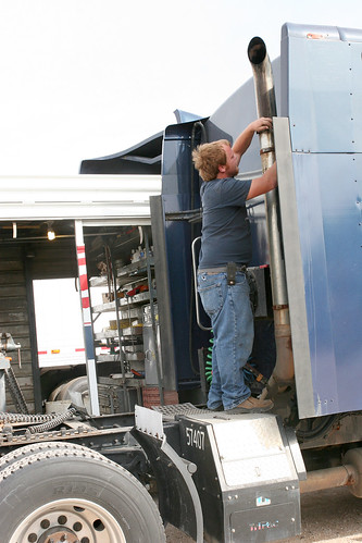 Johan fixes a smoke stack.
