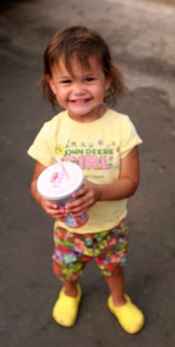 Kaidence enjoying a f'real milkshake.
