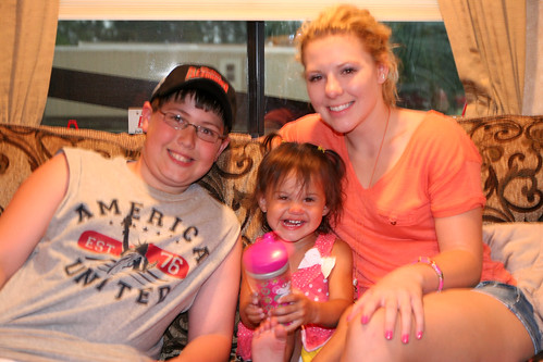 Enjoying a visit from Kraft and Thurman Harvesting Mikey, Kaidence and Alli