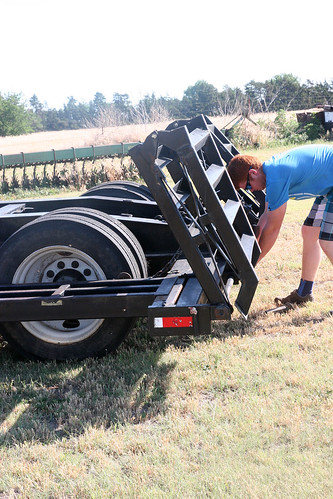 Callum get hitches switched around so he can start to load the clean machinery.