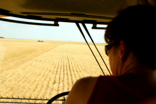 Mom running combine.