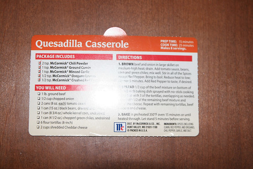 McCormick Quesadilla Casserole Yum!