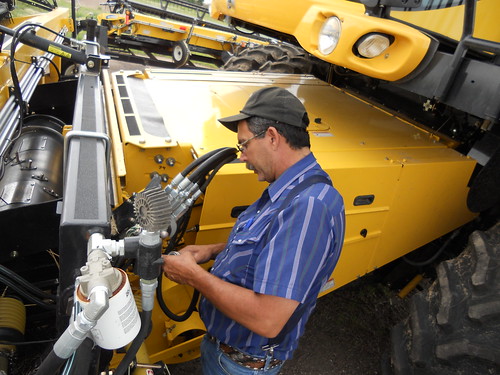 Dad putting header on