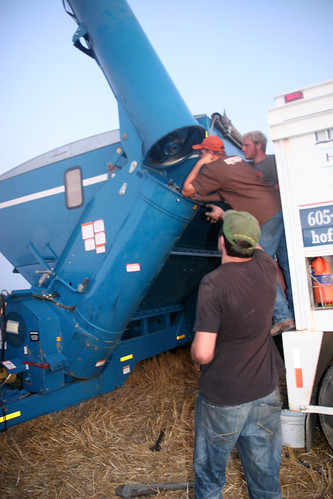 James, Leon and Roly try to fix the grain cart.