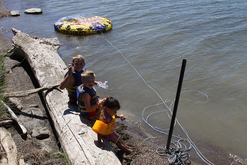 Eating icecream on the beach. What little there is of it