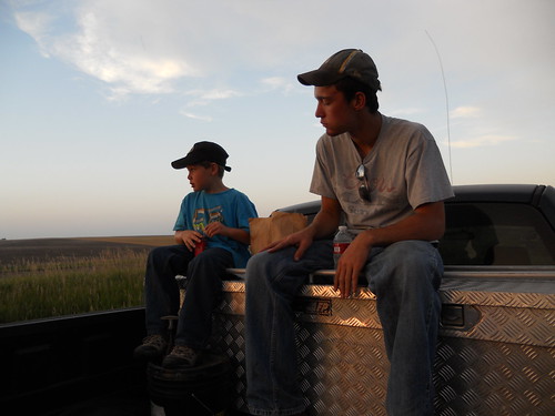 Ezra and Brandon eating