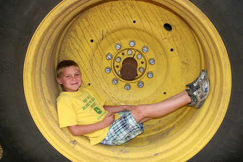 Bryce hangs out while we wait for the combines to park for the day