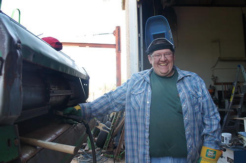 Dan at home fixing combines