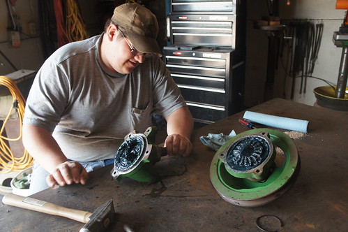 Dan working in the shop