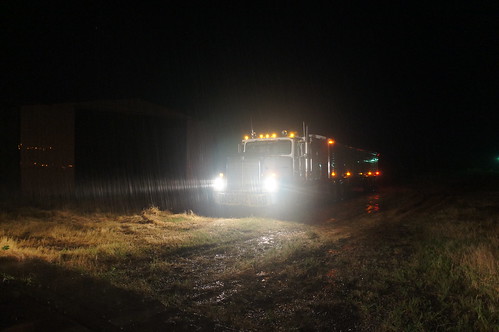 Semi in the rain