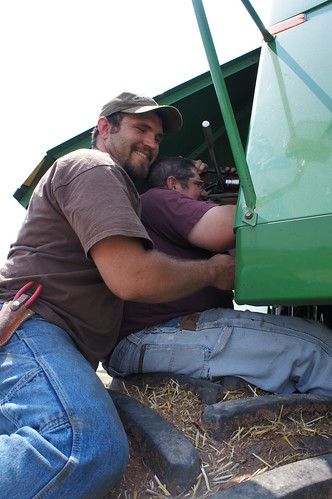 Vincent helping Dan pull the bearing off