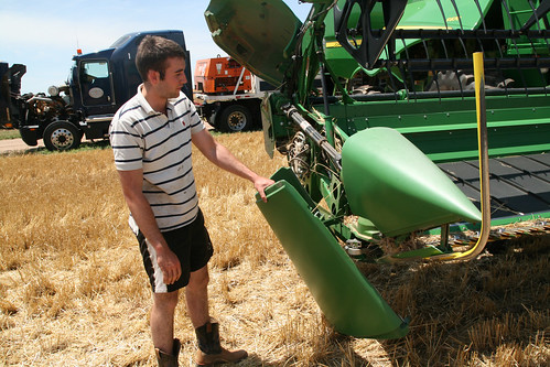 Jonny checks the wobble boxes which drive the knives to make sure bolts and nuts are tight