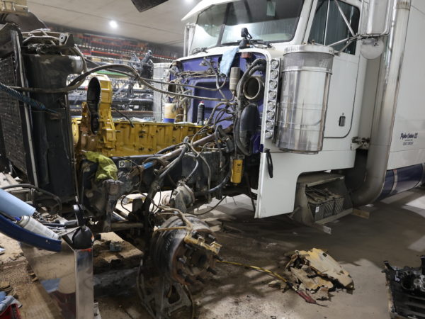 One truck in the process. She's back together now and running smooth.