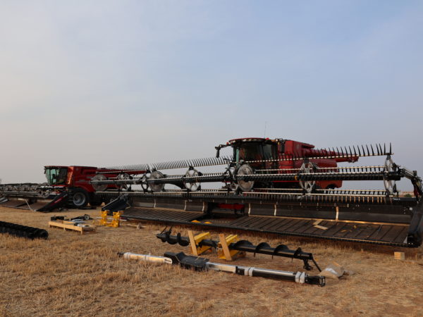 A close up on setup with new headers from MacDon.