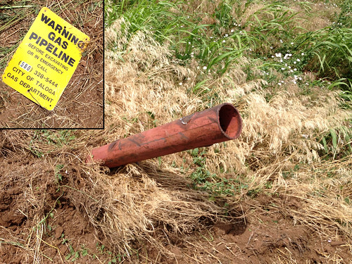 A gas line was hit when Oak went through the gate