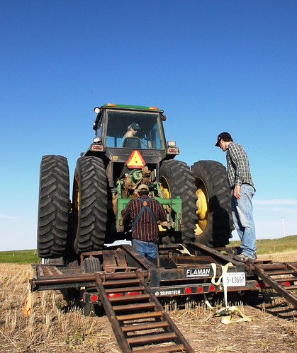 Chaining down the tractor