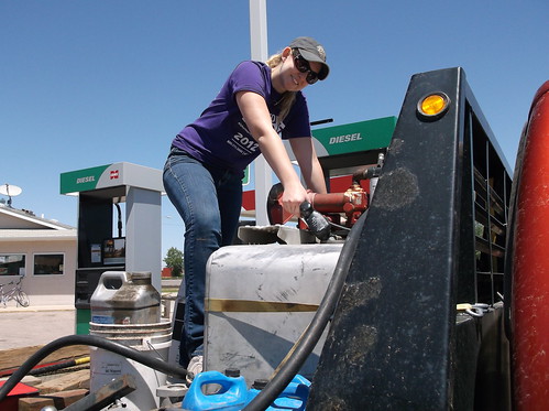 Megan fueling up