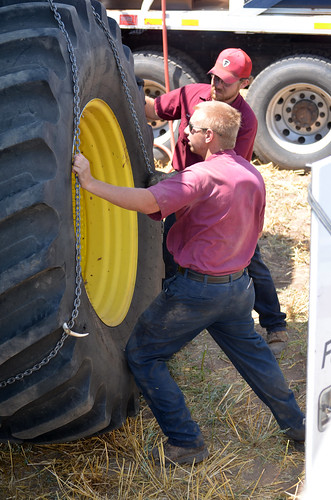 The guys from Cooper Tires replace our tire