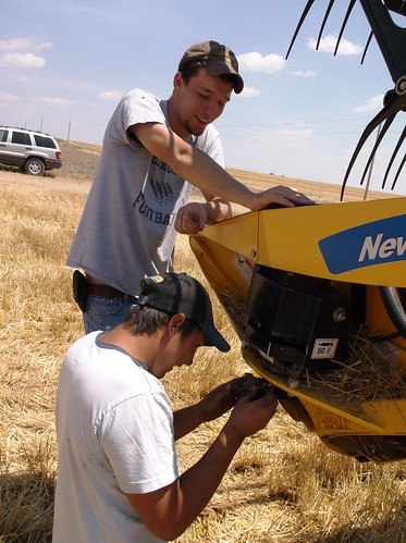 Brandon and Jose looking at the header