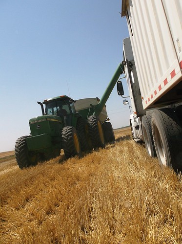 Grain cart lining up to unload
