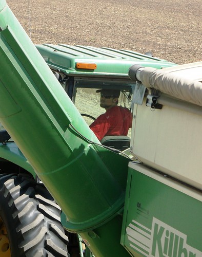 Kasey unloading the graincart