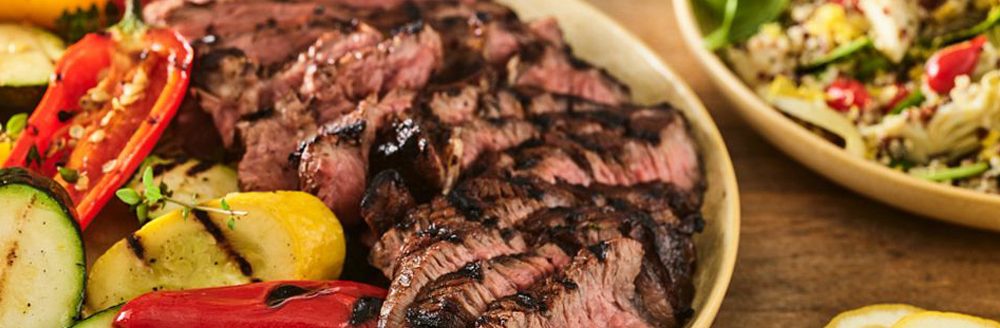 Mediterranean Grilled Chuck Roast with Garden Grilled Vegetables (Cattlemen's Beef Board and National Cattlemen's Beef Association)