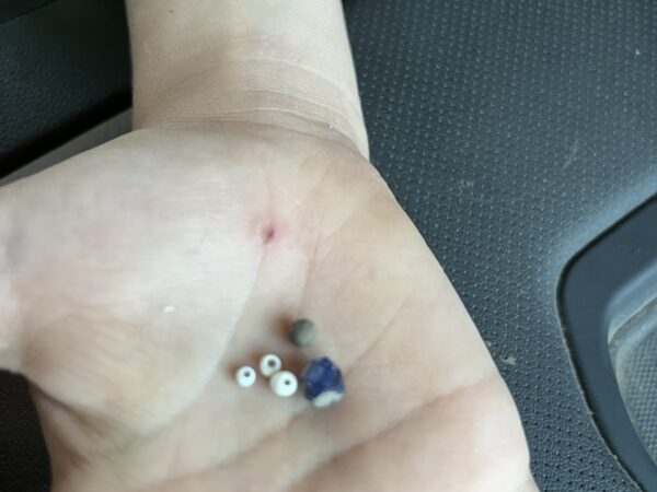 The beads Paul had an eye for seeing. Zoey got to keep them.