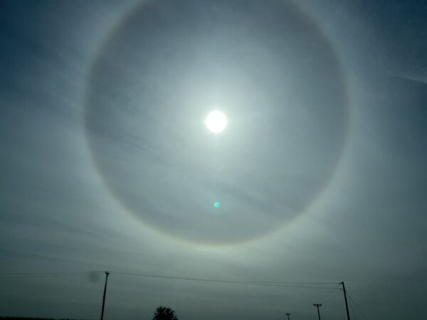 22 degree halo seen by Round Lake, Minnesota this week.