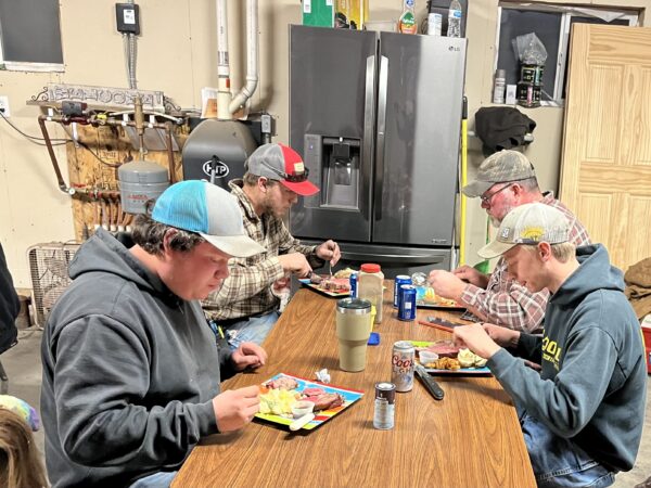 Some more of the crew at our supper. Rhonada has old school lunch tables in her garage to accommodate everyone.