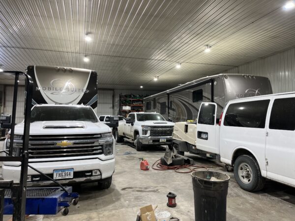 Cleaning up vehicles and moving the last bit of necessities from our camper. 