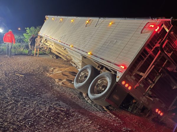 Some grain spilled. We cleaned it up with a grain vac the following day.