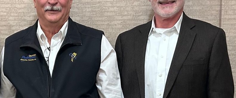 From left, Mark Hodges and Bradford "Brad" Seabourn were recognized for their vision and leadership by Plains Grains Inc. (Courtesy photo.)