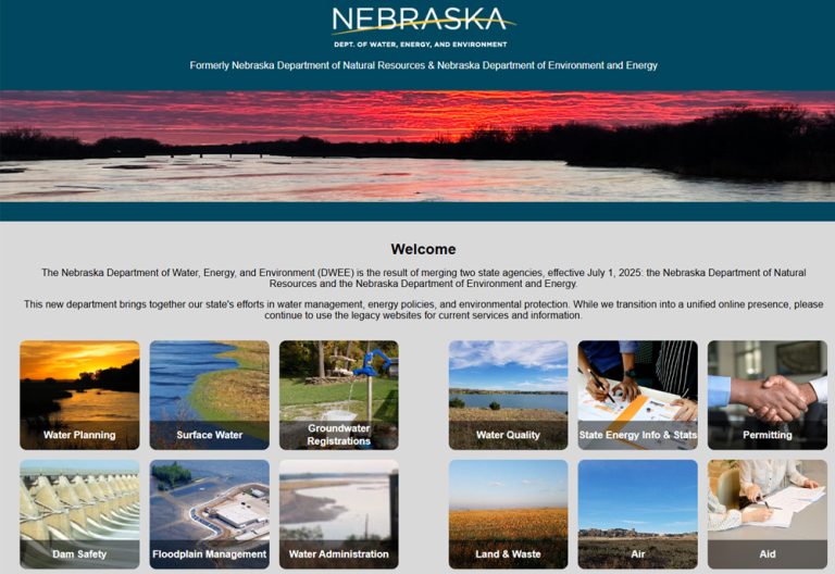 State of Nebraska Landing Page