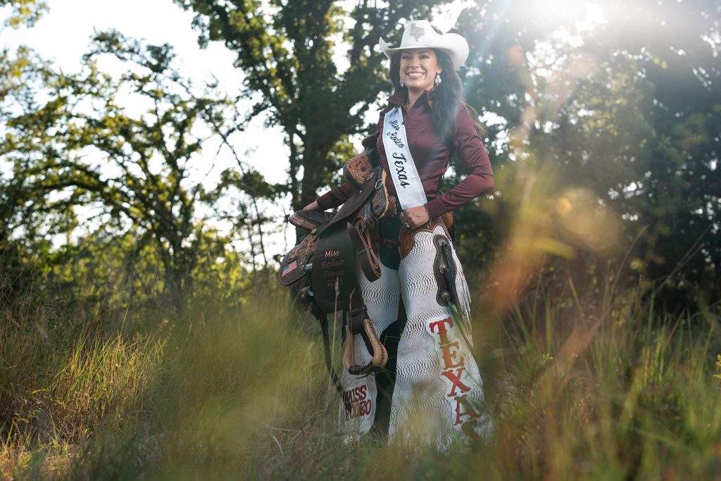 Reanna Santos ’22 ’25, a Texas A&M College of Agriculture and Life Sciences former student, will serve as Miss Rodeo Texas 2025. (Michael Miller/Texas A&M AgriLife)