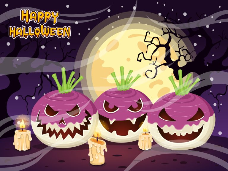 Happy Halloween. Turnip in the old days with moon background. (iStock │ #1426063285 - Eakachai Yabua)