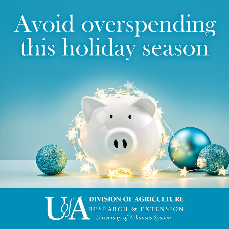 UNDER PRESSURE — To help consumers resist the pressure to overspend on gifts during the holiday season, Brittney Schrick, extension associate professor and family life specialist for the Division of Agriculture, suggests focusing on fewer, high-quality gifts and giving gifts of experience. (Division of Agriculture graphic.) 